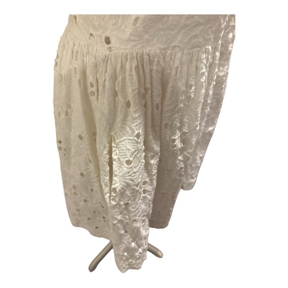 Anthropologie RAGA Sleeveless Eyelet Button Up Mini Dress Sz M White Euro Summer - Picture 6 of 9